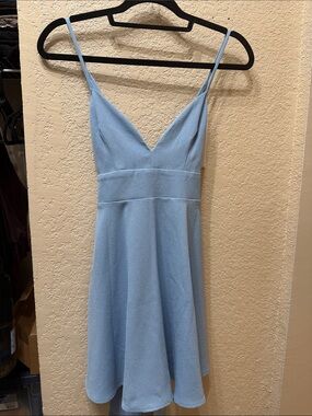 Windsor Light Blue Spaghetti Strap Mini Dress